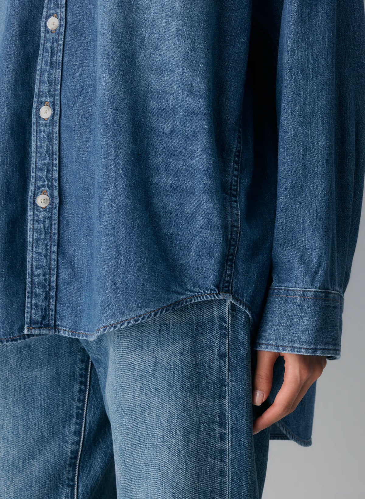 Oversized Hemp Blend Denim Shirt - Indigo