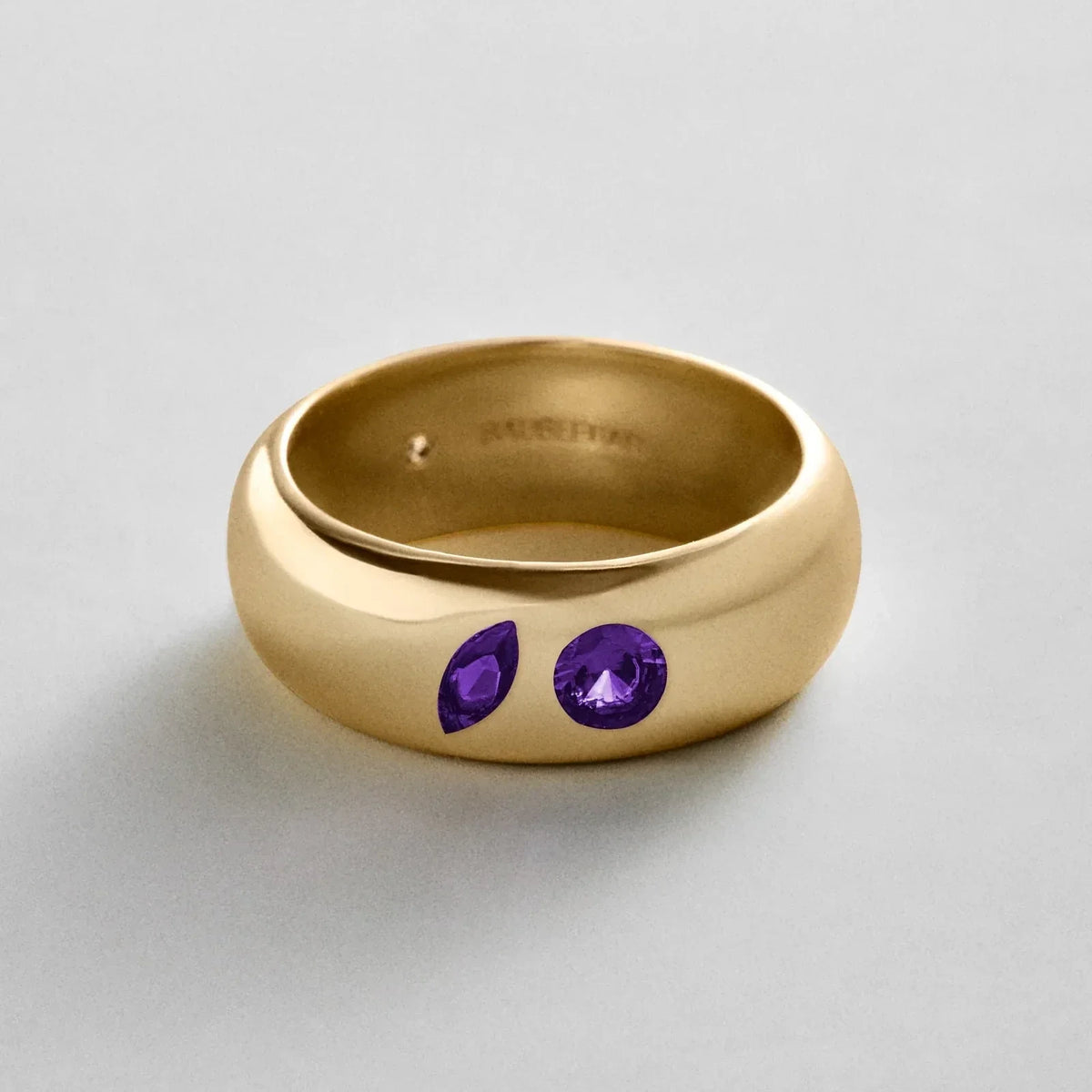 Custom Two-Stone Gold-Plated Band Ring