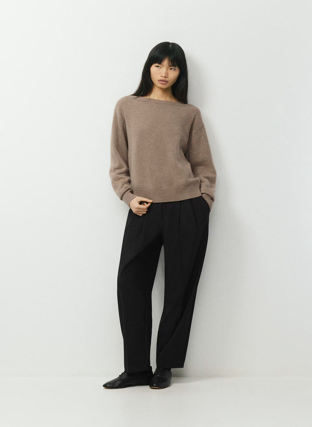 Cashmere Boatneck Sweater - Heather Gray