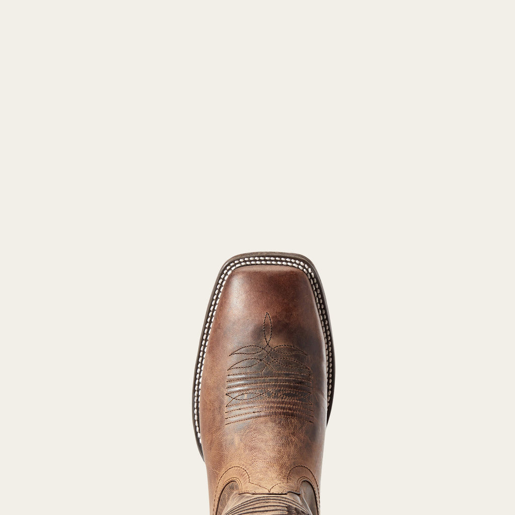 Men's Leather Wide Square Toe Western Boots - Gray