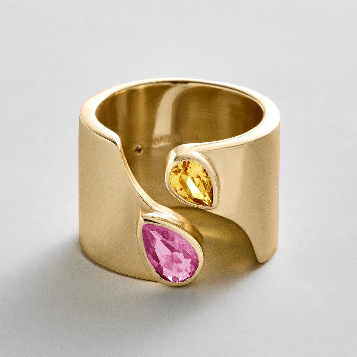 Personalized Two-Stone Open Band Ring - Gold