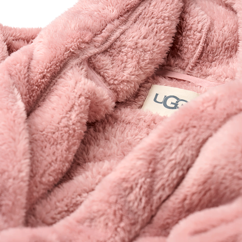 Women's Hooded Plush Fleece Robe - Cream