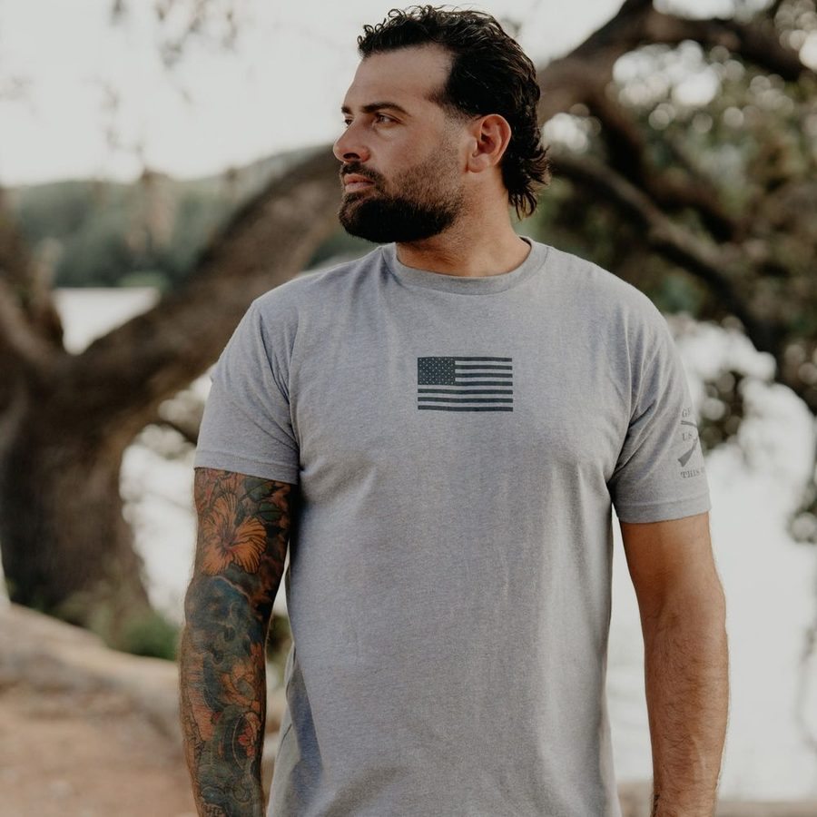 Freedom Flag T-Shirt - Dark Heather Gray
