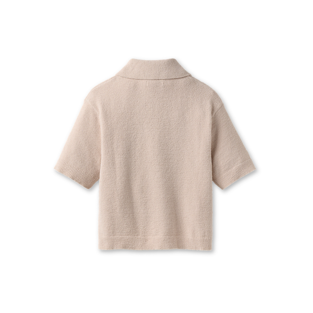 Women's Short-Sleeve Polo Sweater - Sand