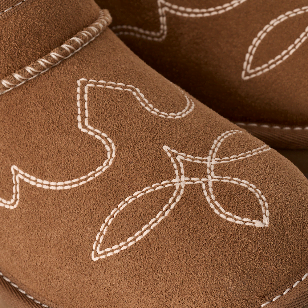 Kids' Suede Western-Inspired Short Boots - Chestnut
