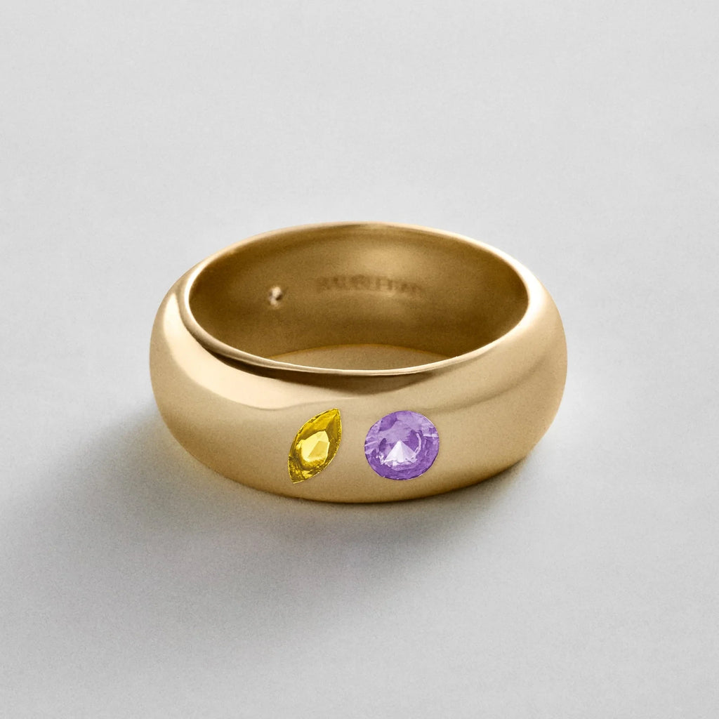 Custom Two-Stone Gold-Plated Band Ring