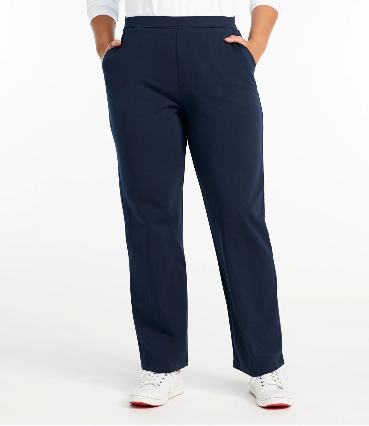 Women's High-Rise Straight-Leg Knit Pants - Black
