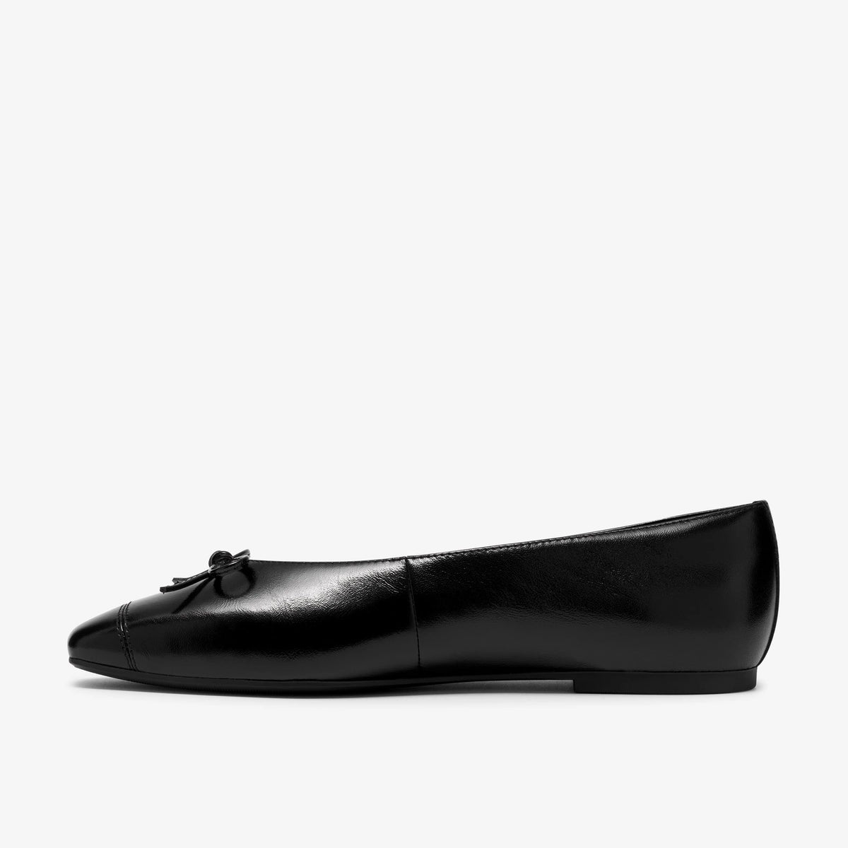 Women's Leather Square Toe Ballet Flat - Black