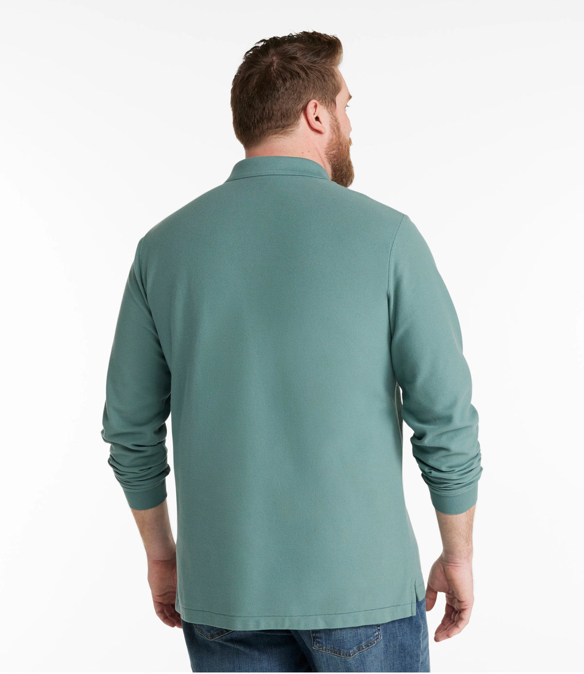 Men's Long-Sleeve Cotton Pique Polo - Lavender