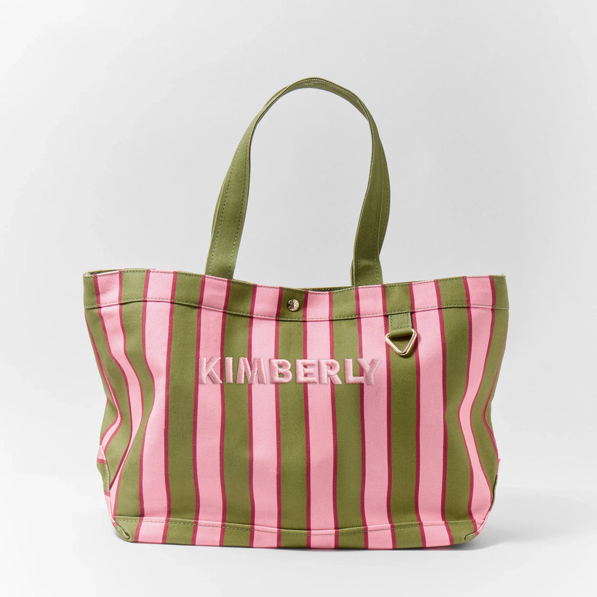 Personalized Striped Canvas Tote - Hibiscus