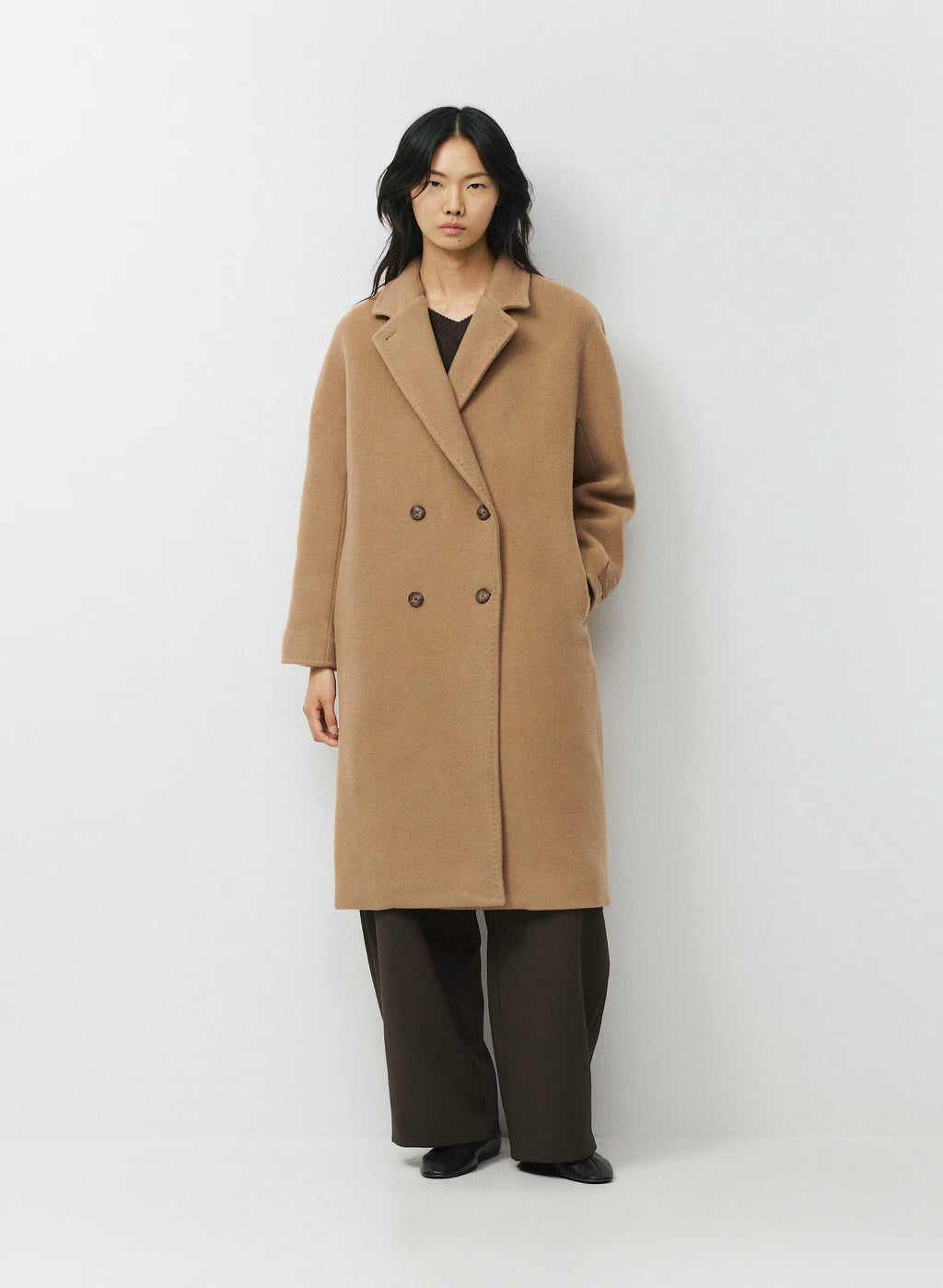 Double-Breasted Wool Cashmere Coat - Herringbone