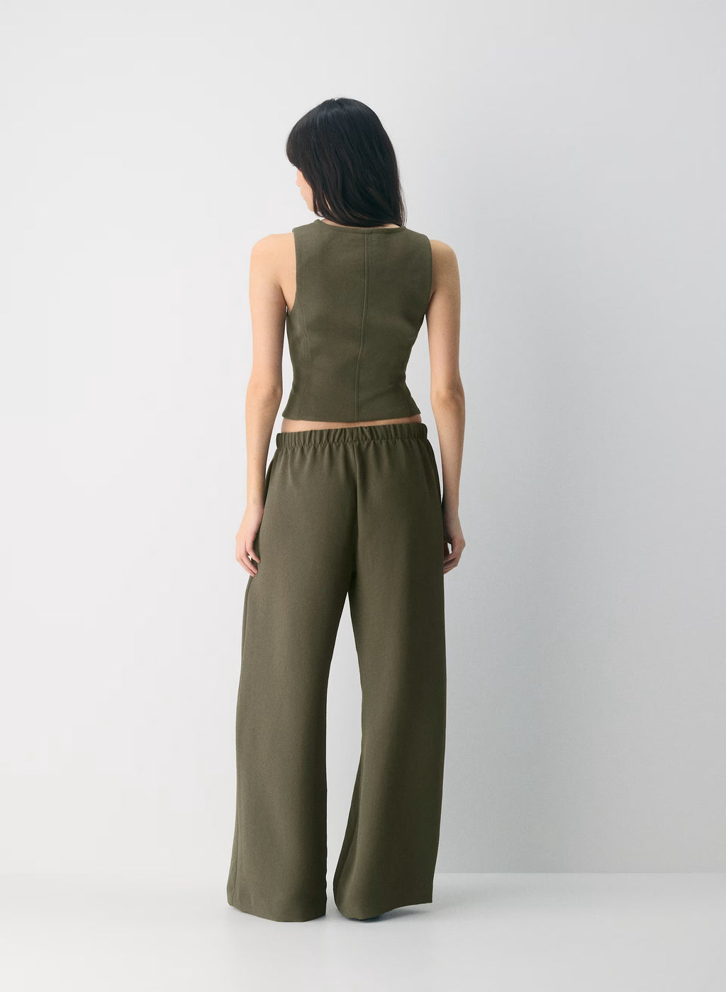Lined Tailored Suit Vest - Olive