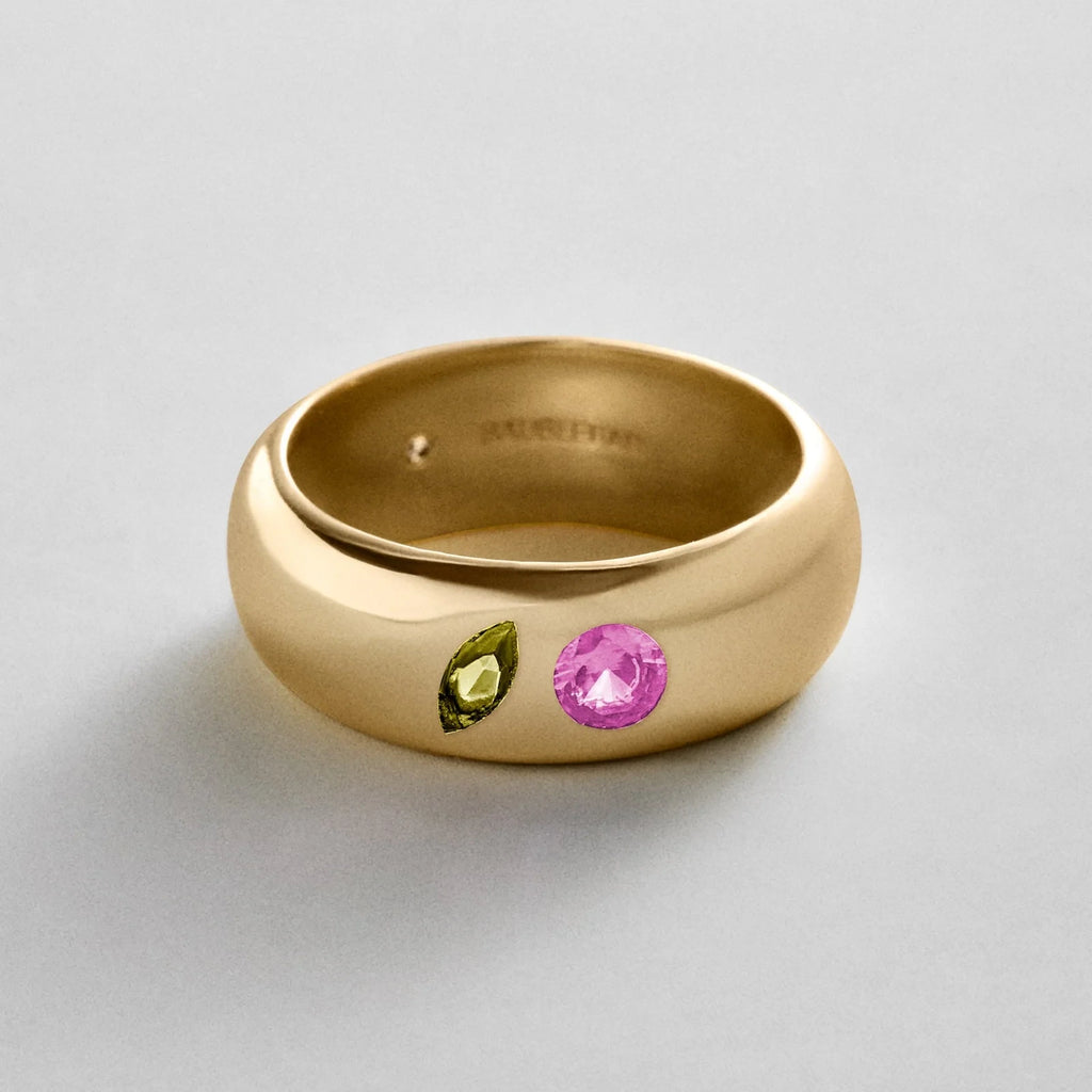 Custom Two-Stone Gold-Plated Band Ring