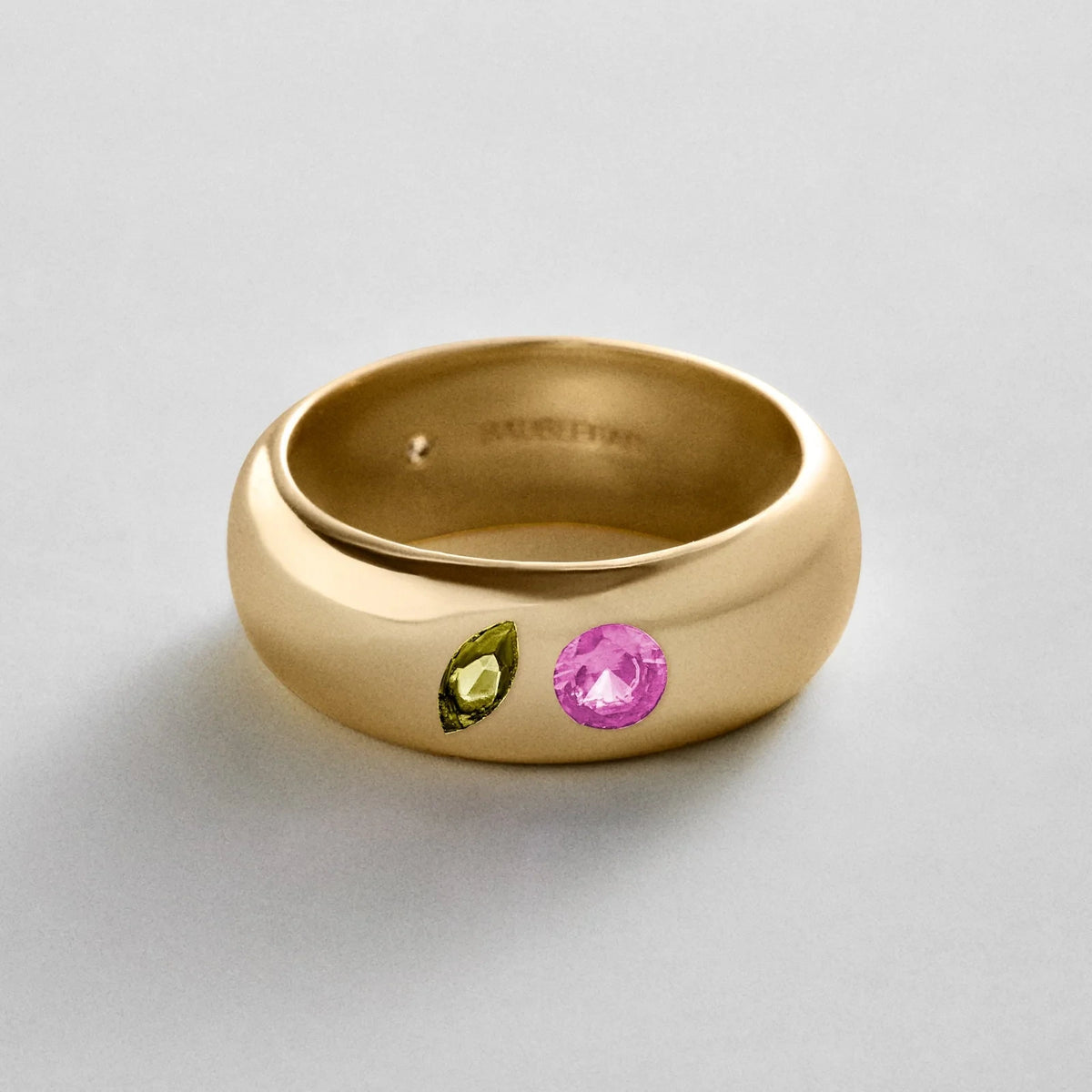 Custom Two-Stone Gold-Plated Band Ring