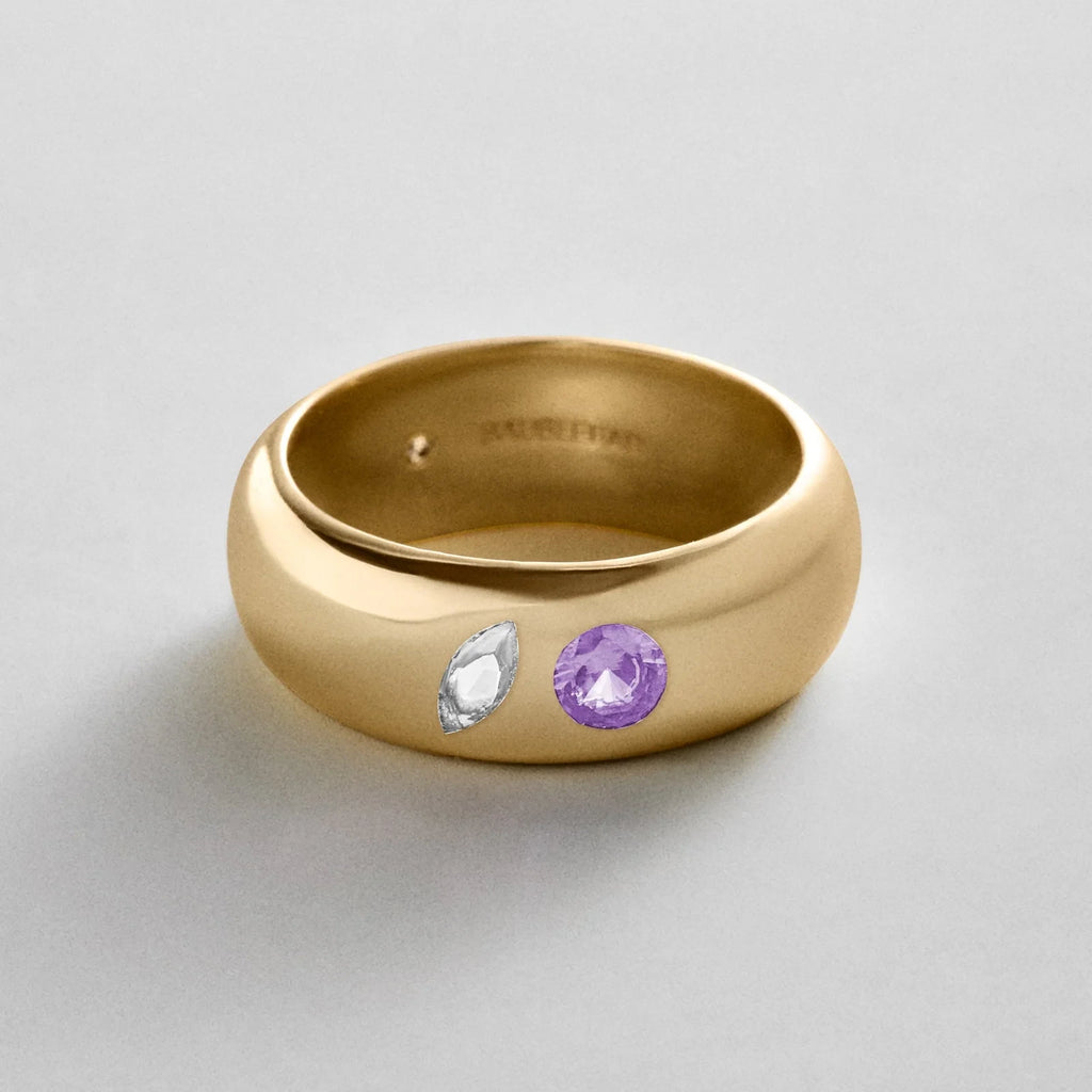 Custom Two-Stone Gold-Plated Band Ring