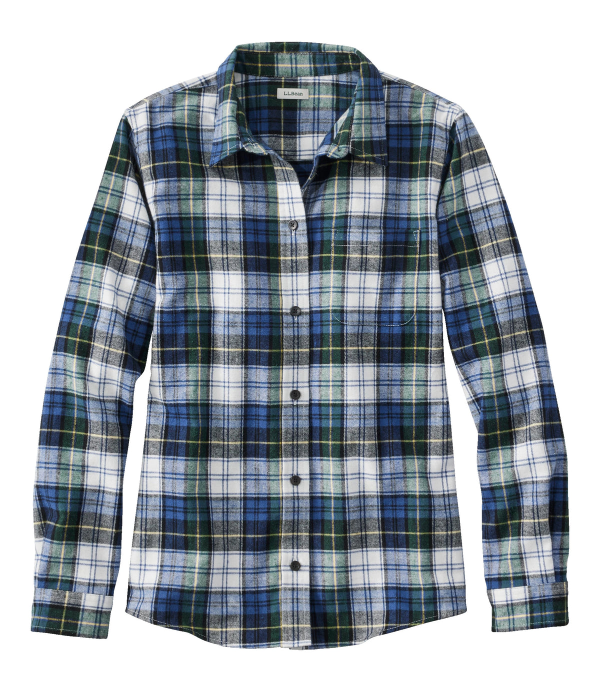 Women's Cotton Flannel Shirt - Indigo Plaid