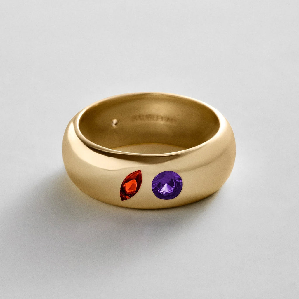 Custom Two-Stone Gold-Plated Band Ring