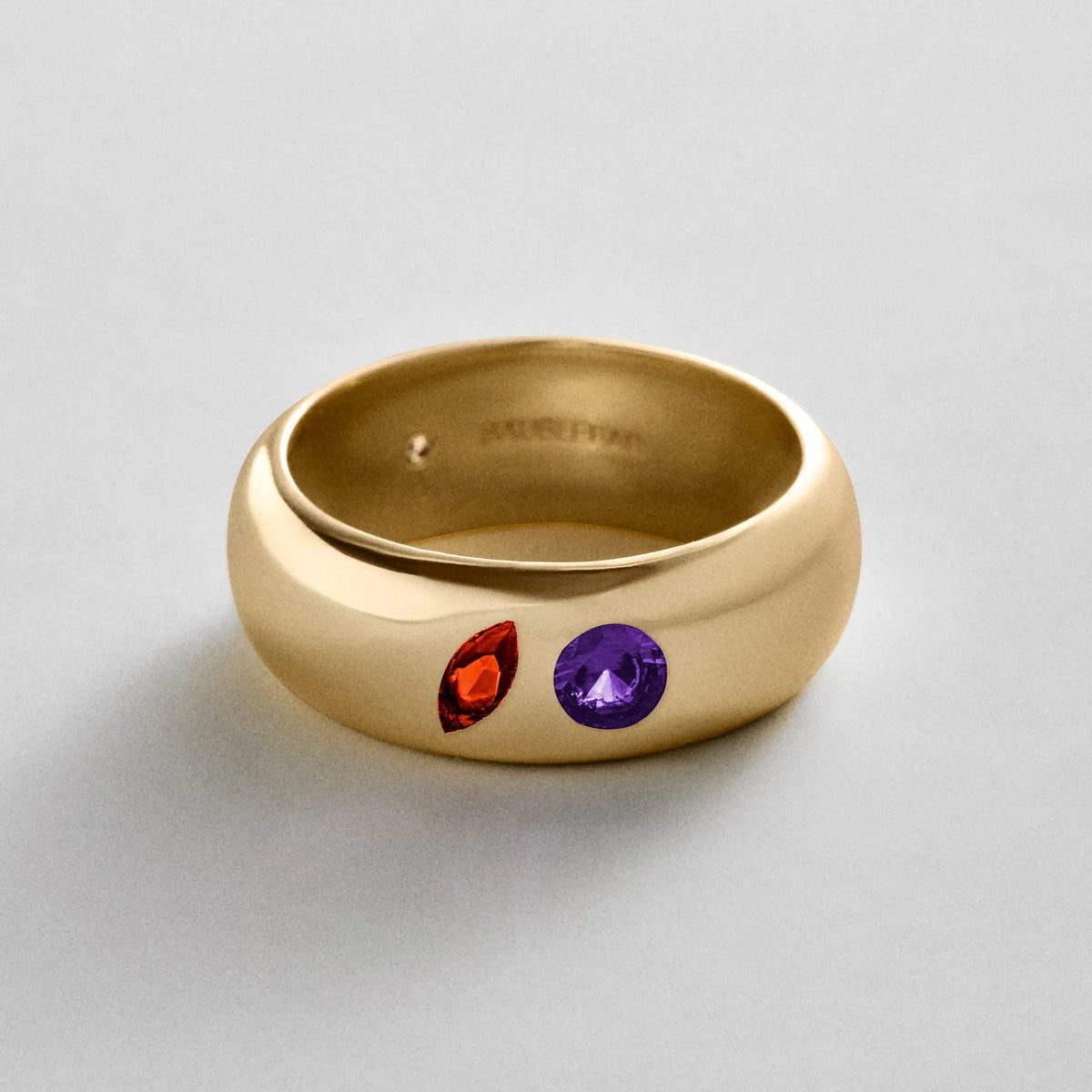 Custom Two-Stone Gold-Plated Band Ring