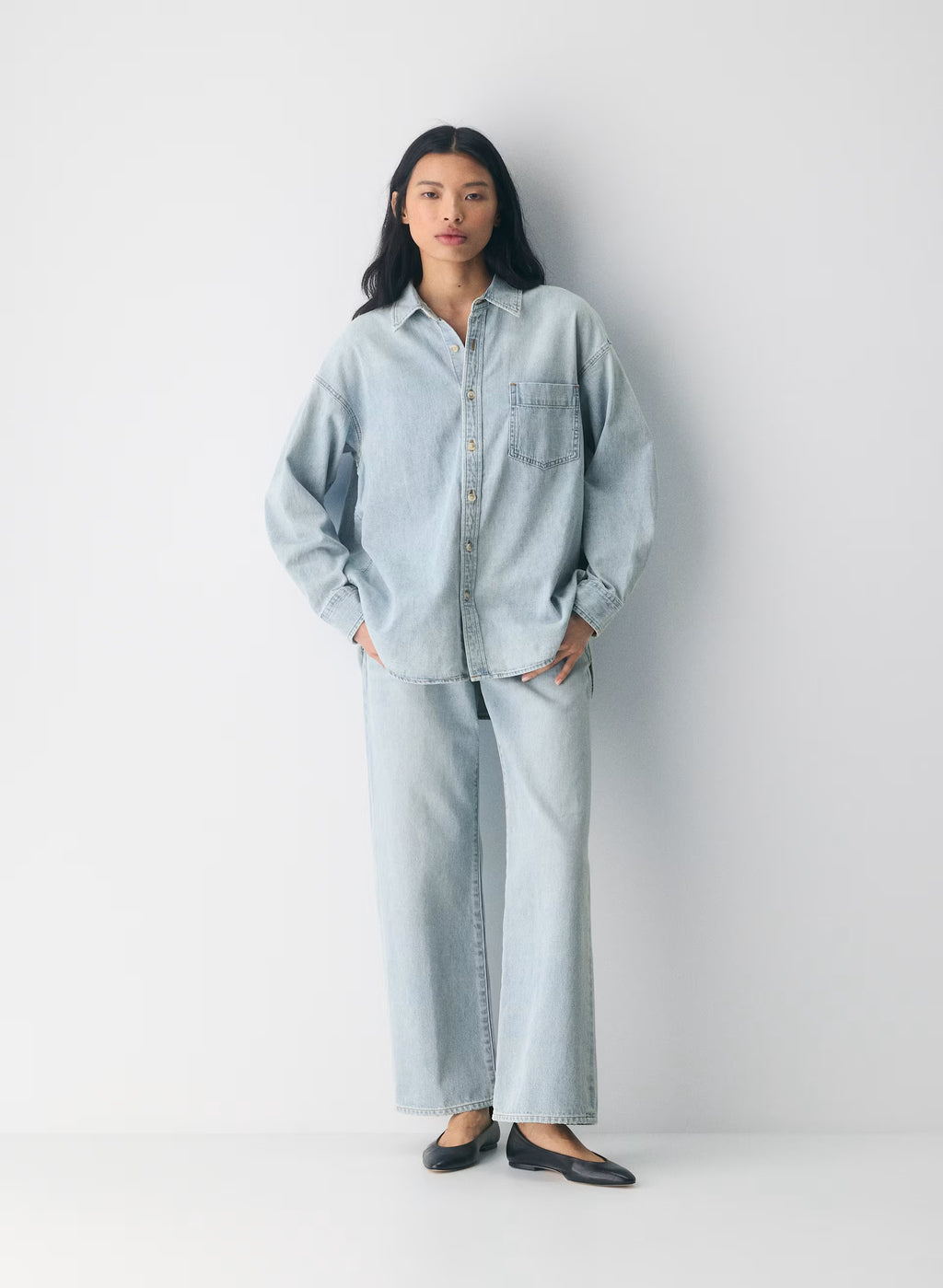 Oversized Hemp Blend Denim Shirt - Indigo
