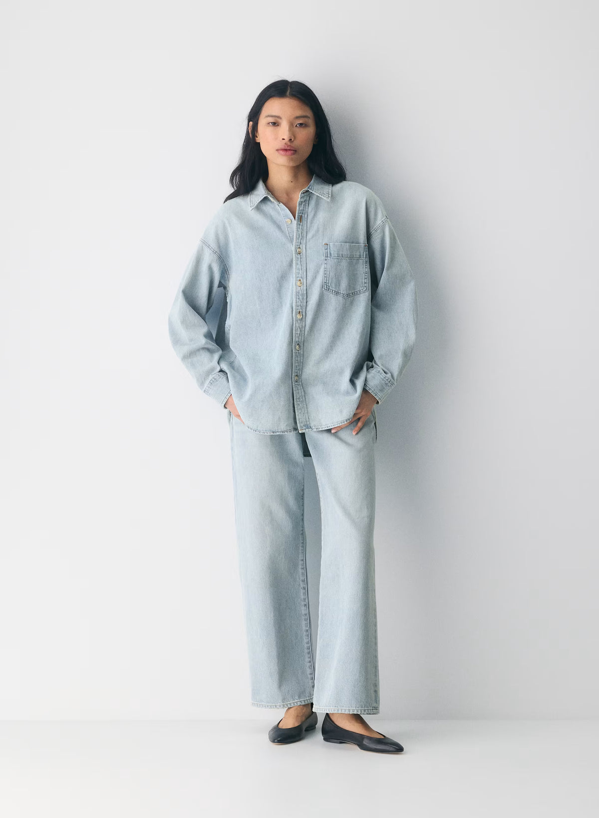 Oversized Hemp Blend Denim Shirt - Indigo