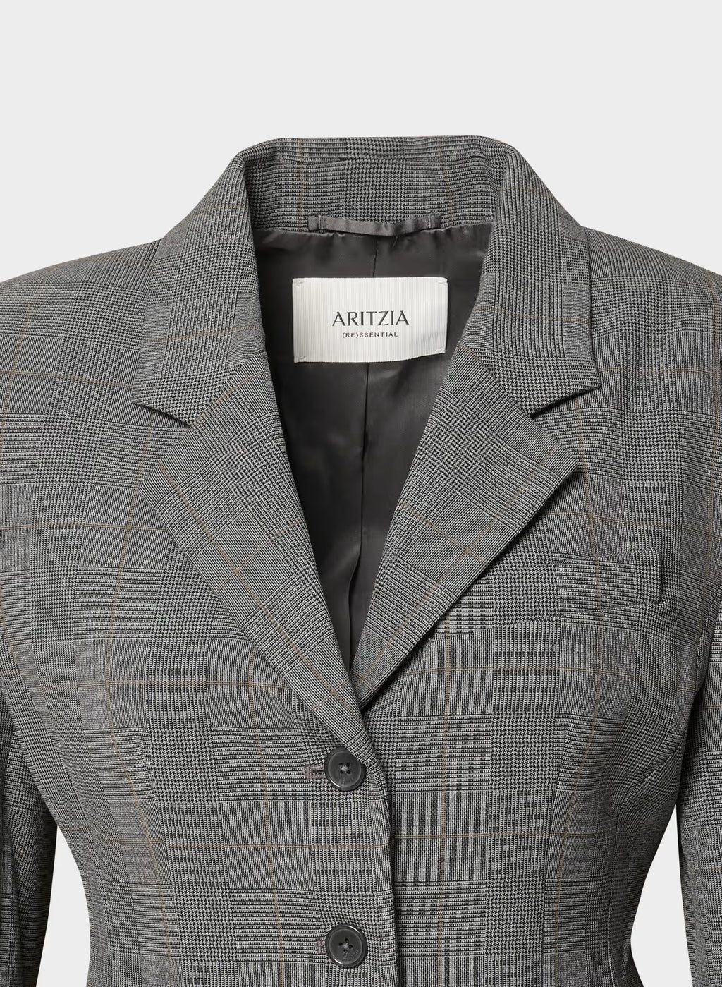 Single-Breasted Stretch Blazer - Brown Check