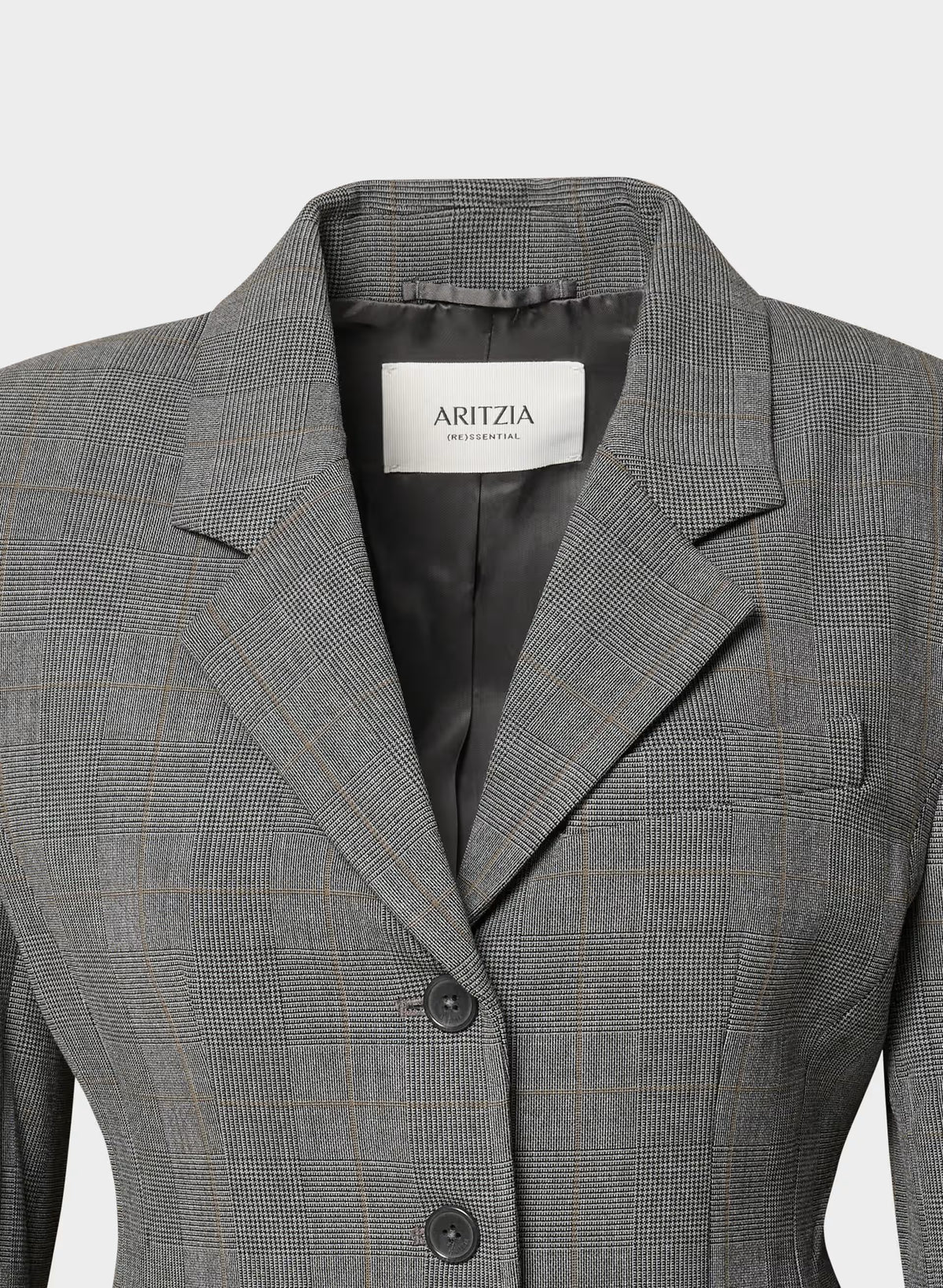 Single-Breasted Stretch Blazer - Brown Check