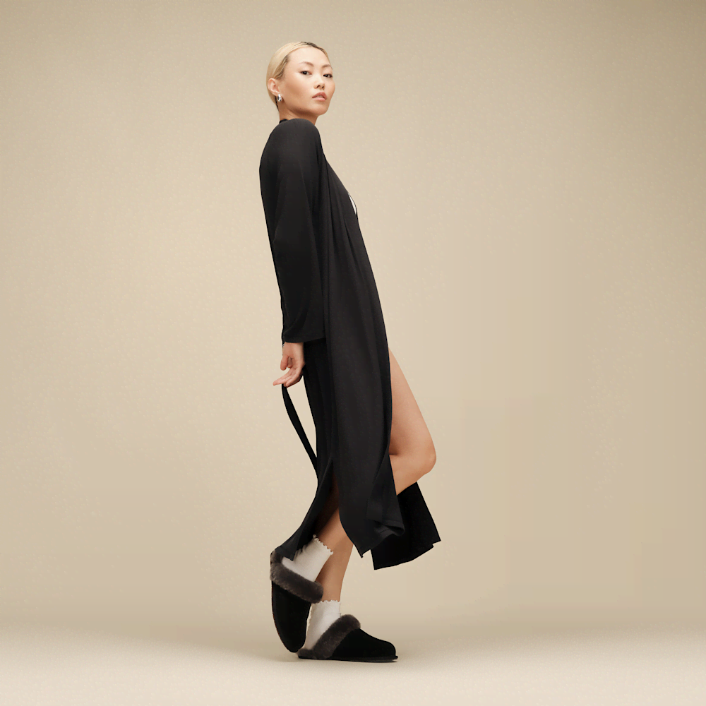 Women's Suede Sheepskin Slide Slipper - Espresso