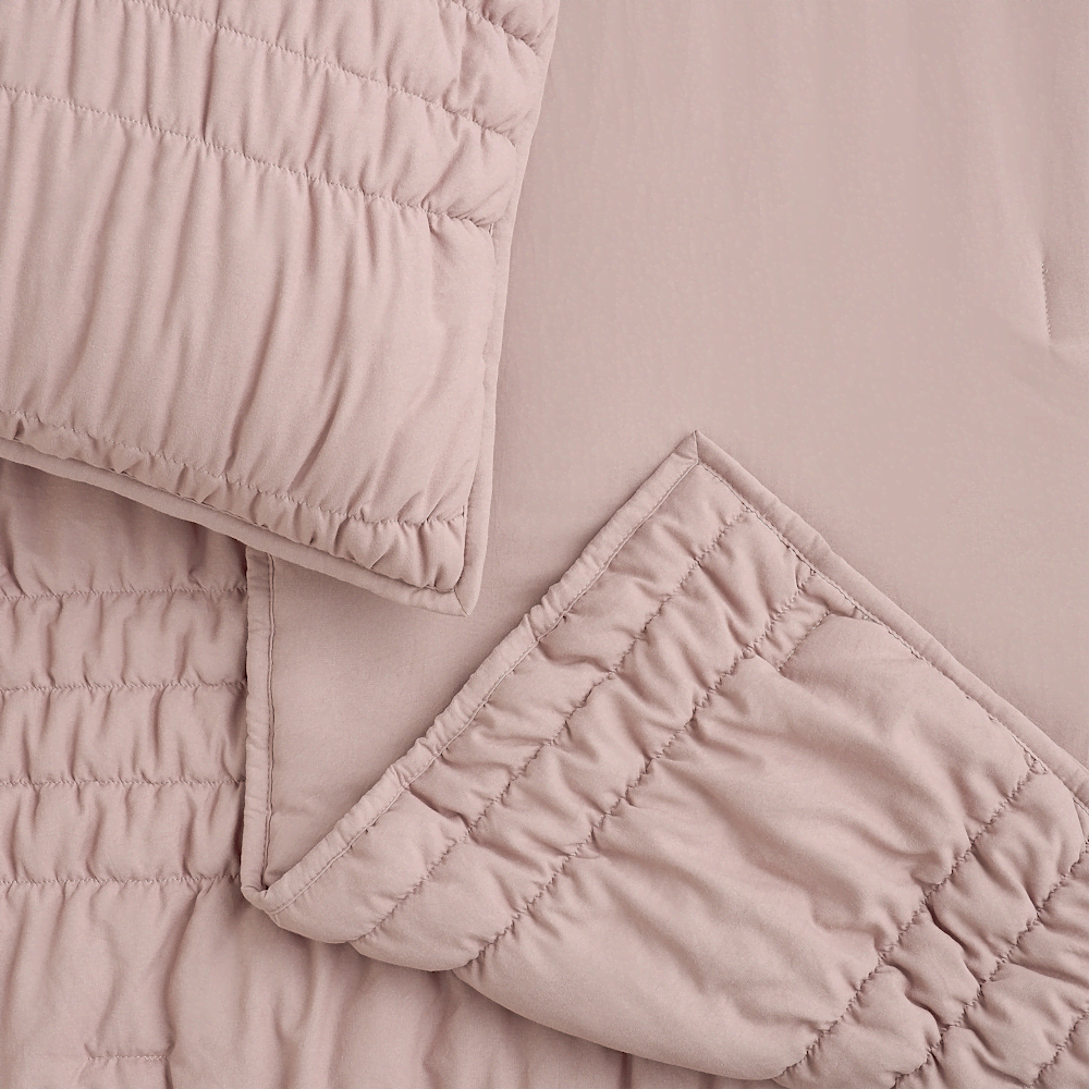 Full/Queen Ruched Microfiber Quilt Set