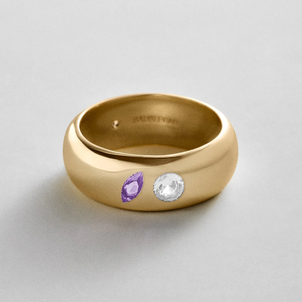 Custom Two-Stone Gold-Plated Band Ring