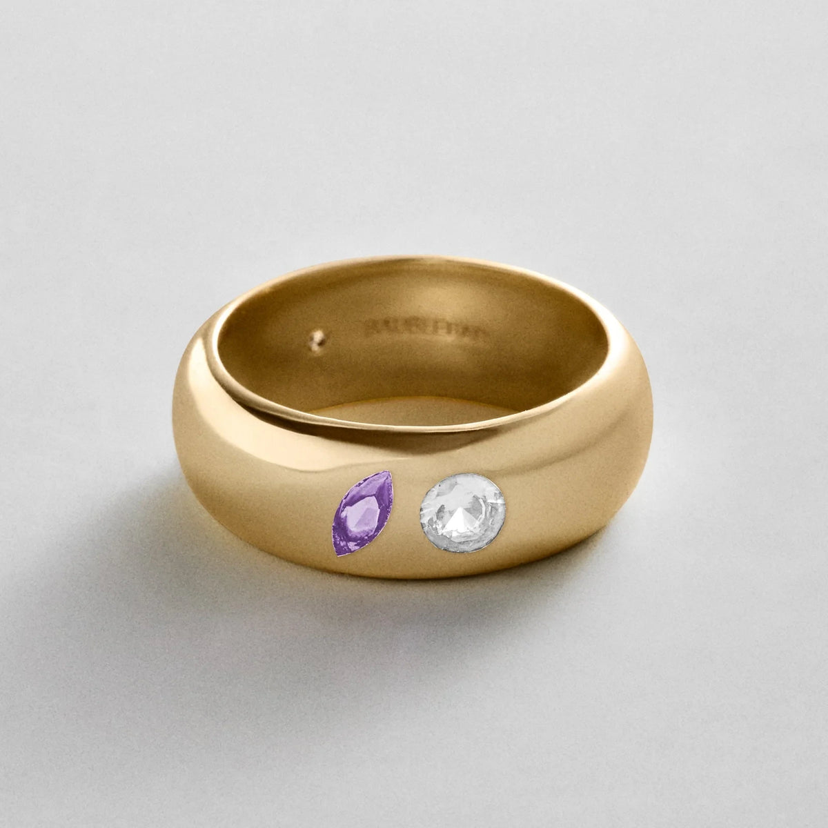 Custom Two-Stone Gold-Plated Band Ring