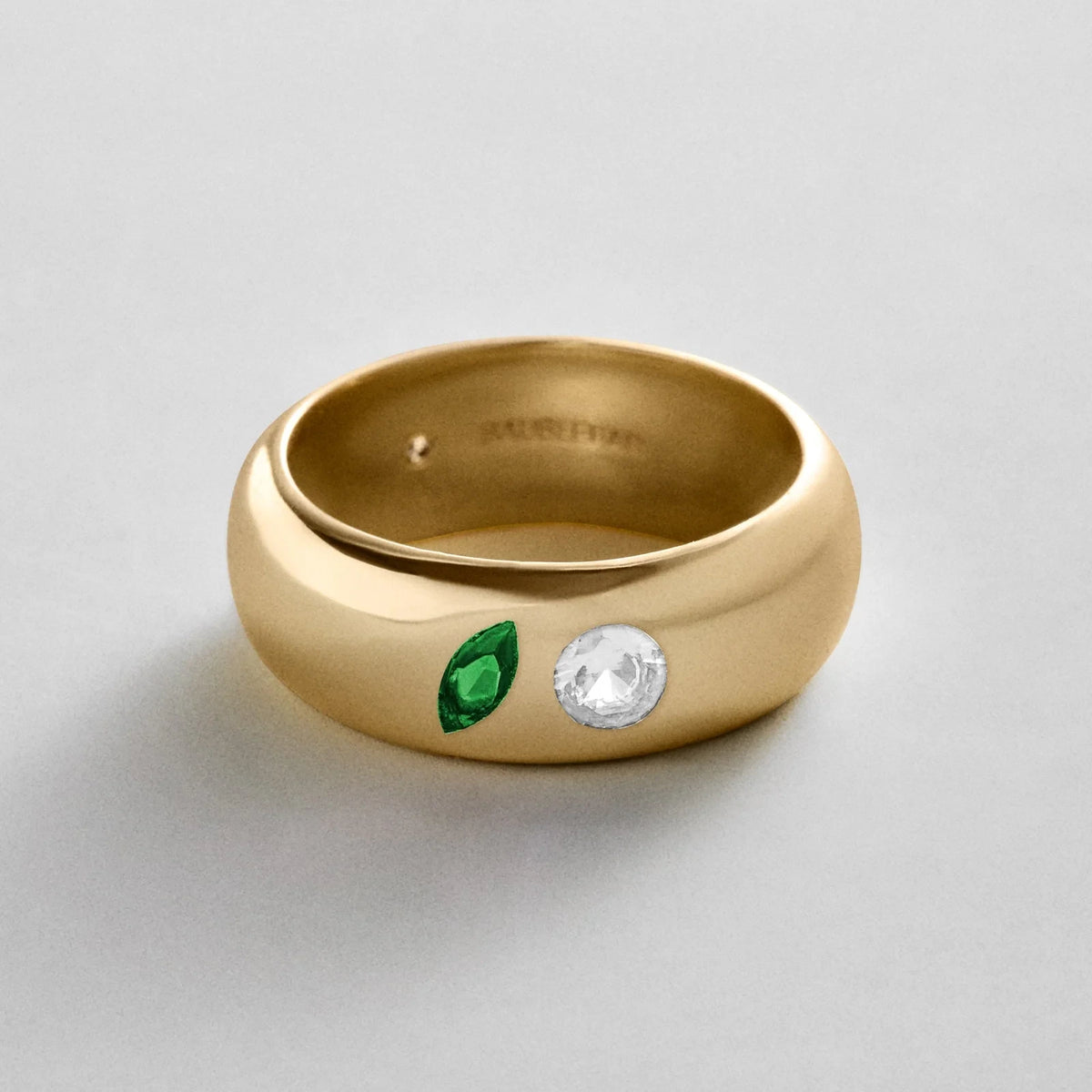 Custom Two-Stone Gold-Plated Band Ring