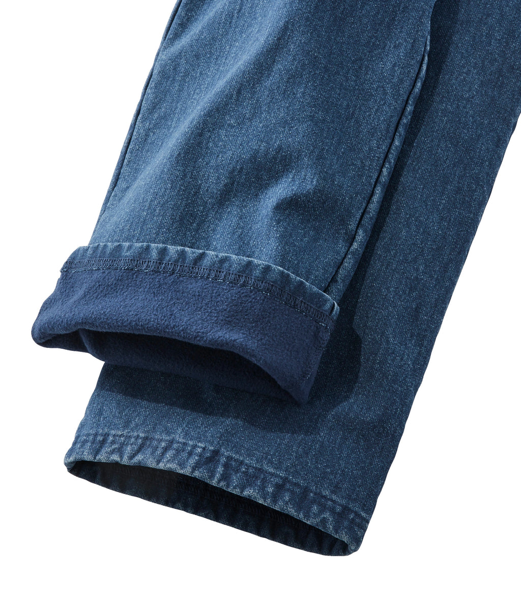 Women's Fleece-Back Straight Leg Denim Pants - Indigo