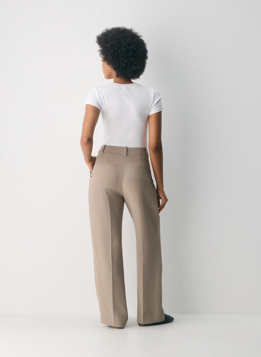 High-Rise Wide-Leg Crepe Trousers - Sand