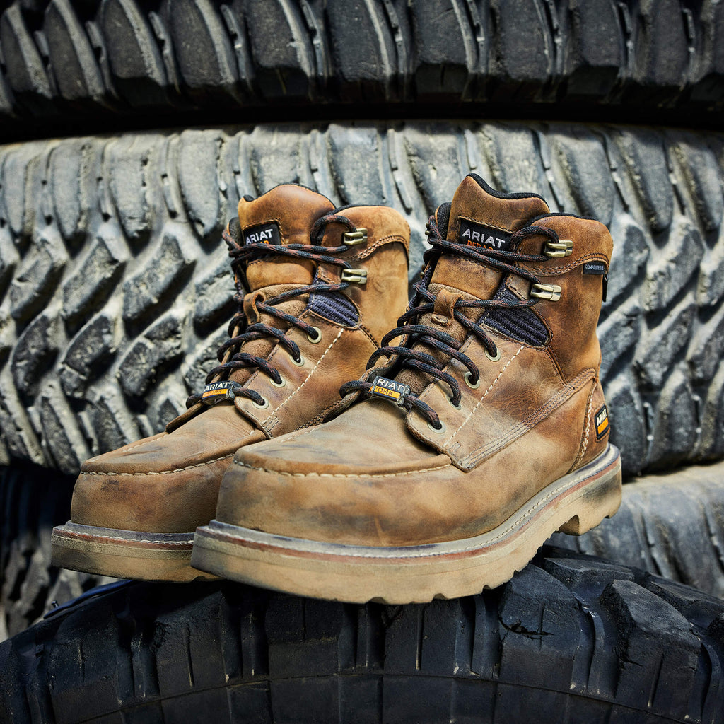 Men's Waterproof Composite Toe Work Boots - Brown