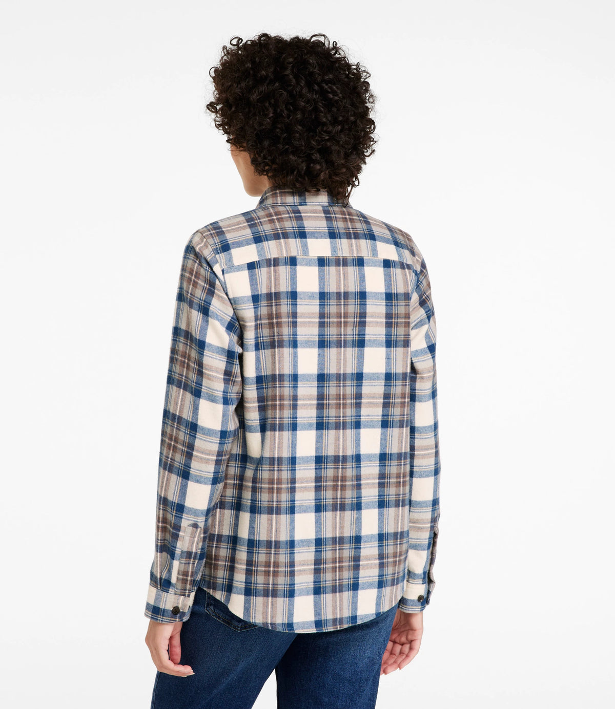 Women's Cotton Flannel Shirt - Indigo Plaid