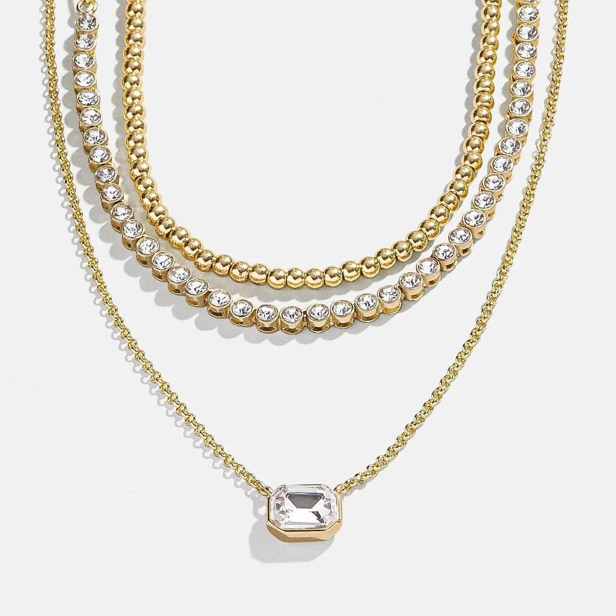 Gold Pavé Triple Layer Necklace