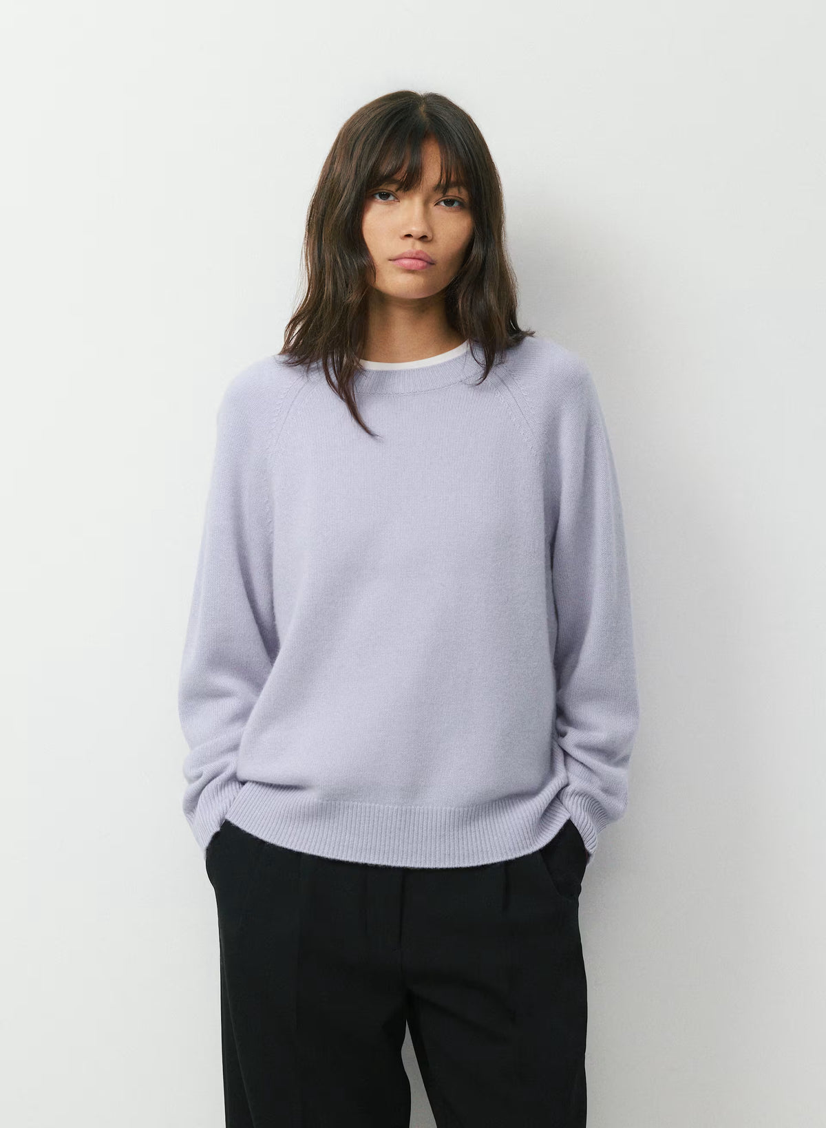Wool Cashmere Raglan Sweater - Olive
