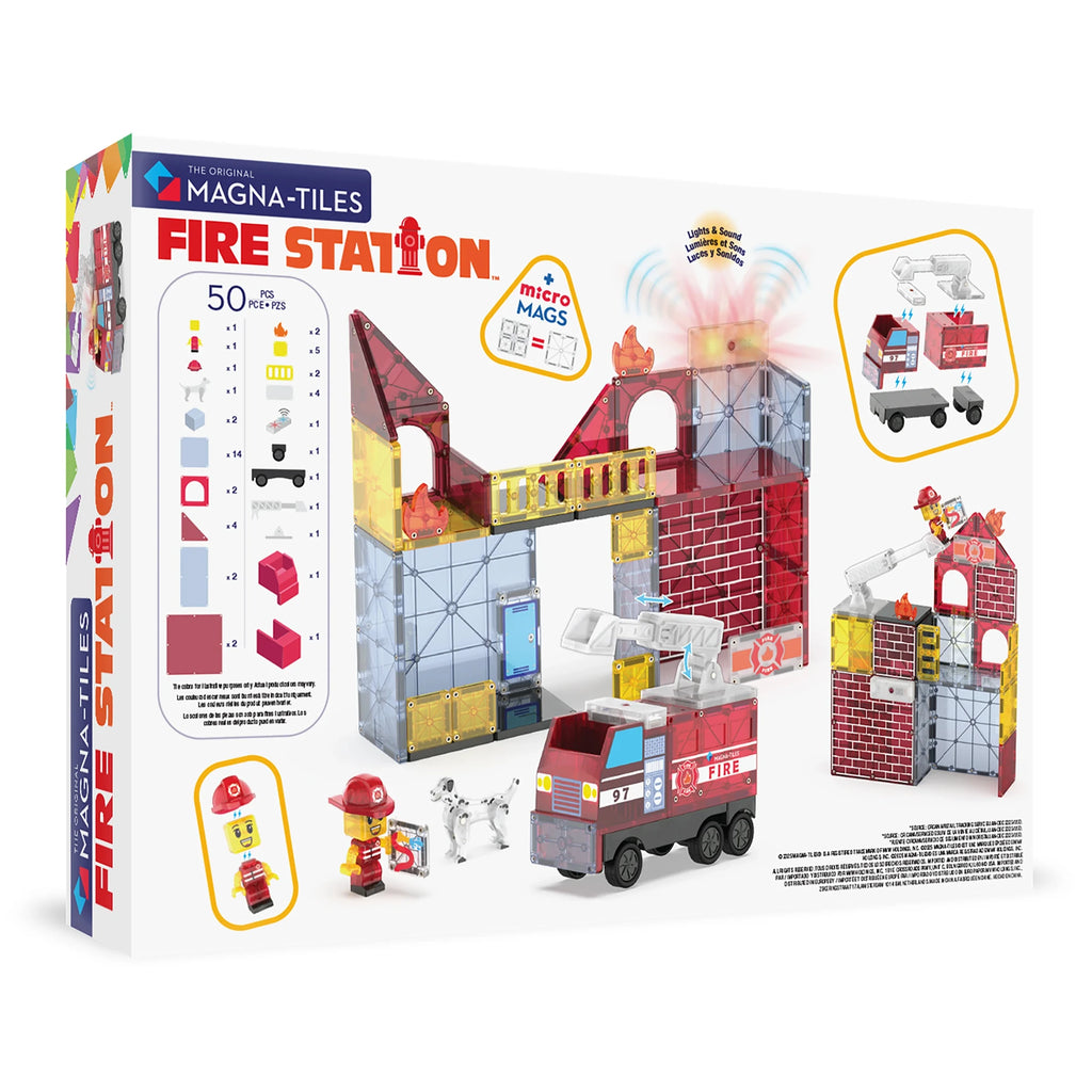 Fire Station Magnetic Building Set - 50 Pieces
