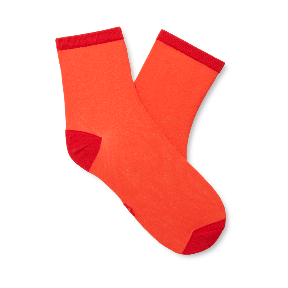 Semi-Sheer Quarter Socks - Red Saffron