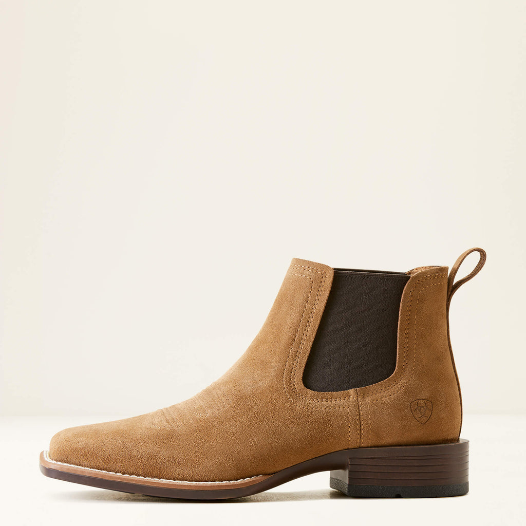 Men's Suede Wide Square Toe Chelsea Boots - Navy