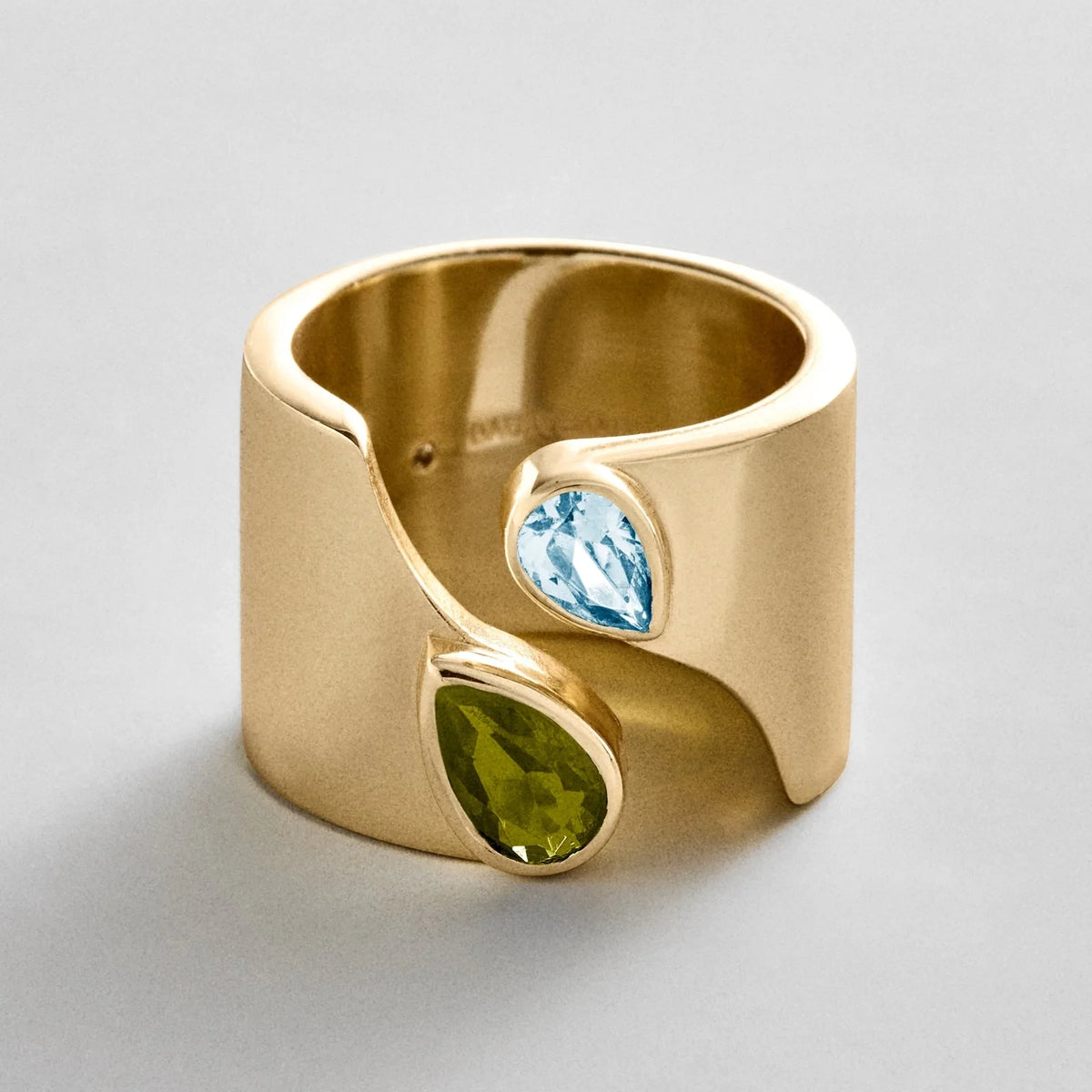 Personalized Two-Stone Open Band Ring - Gold
