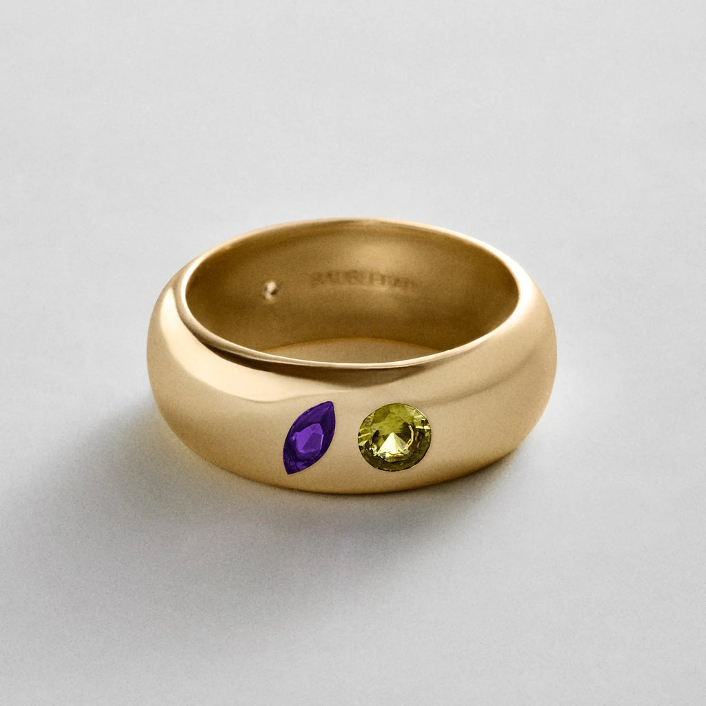 Custom Two-Stone Gold-Plated Band Ring