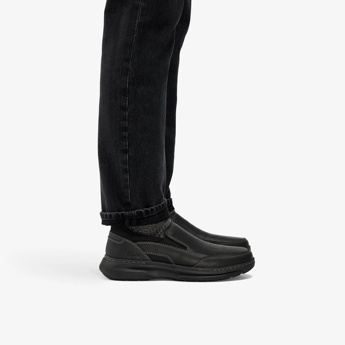 Men's Tumbled Leather Slip-On Shoe - Black
