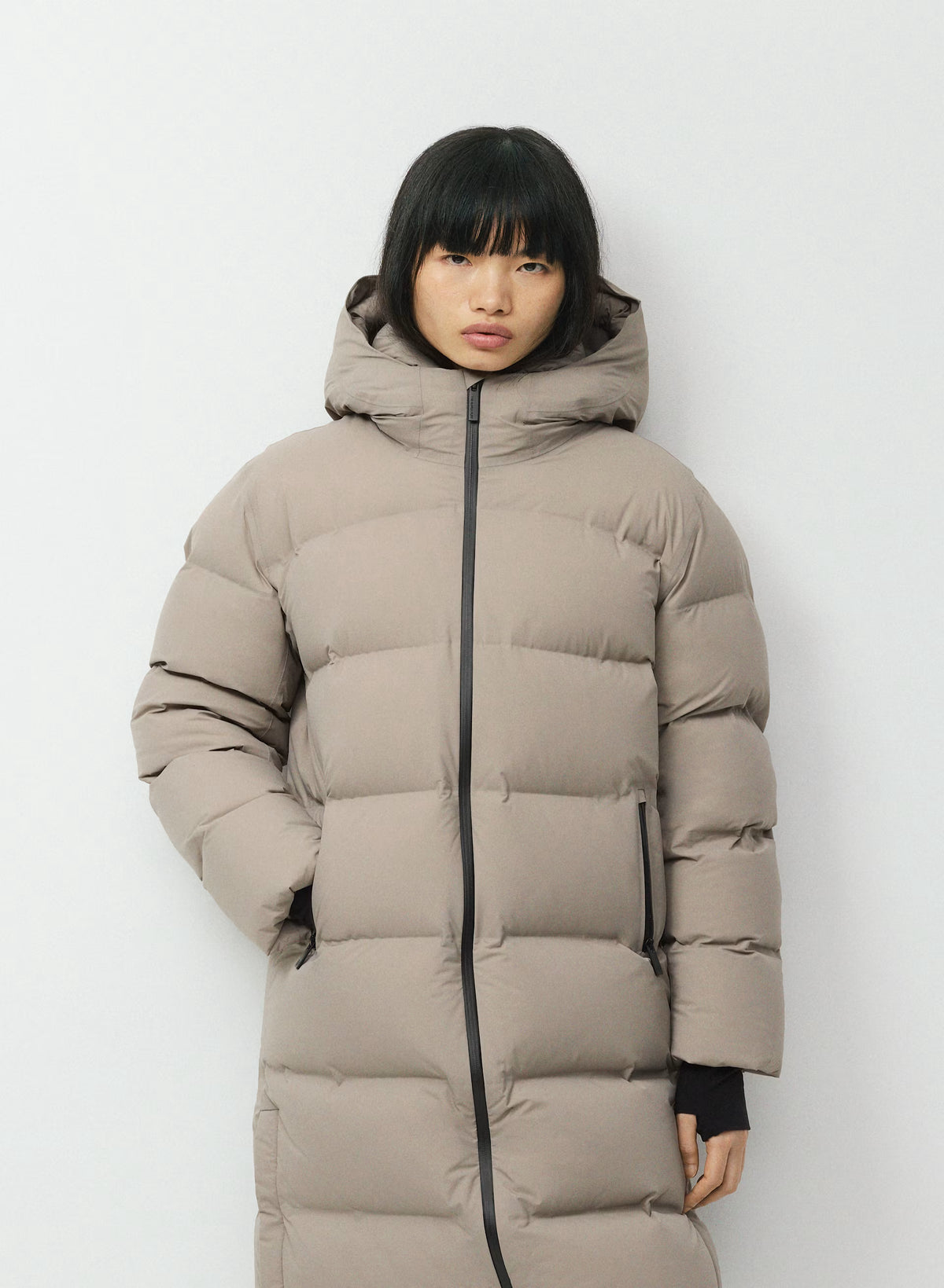 Waterproof Long Down Puffer Coat - Gray