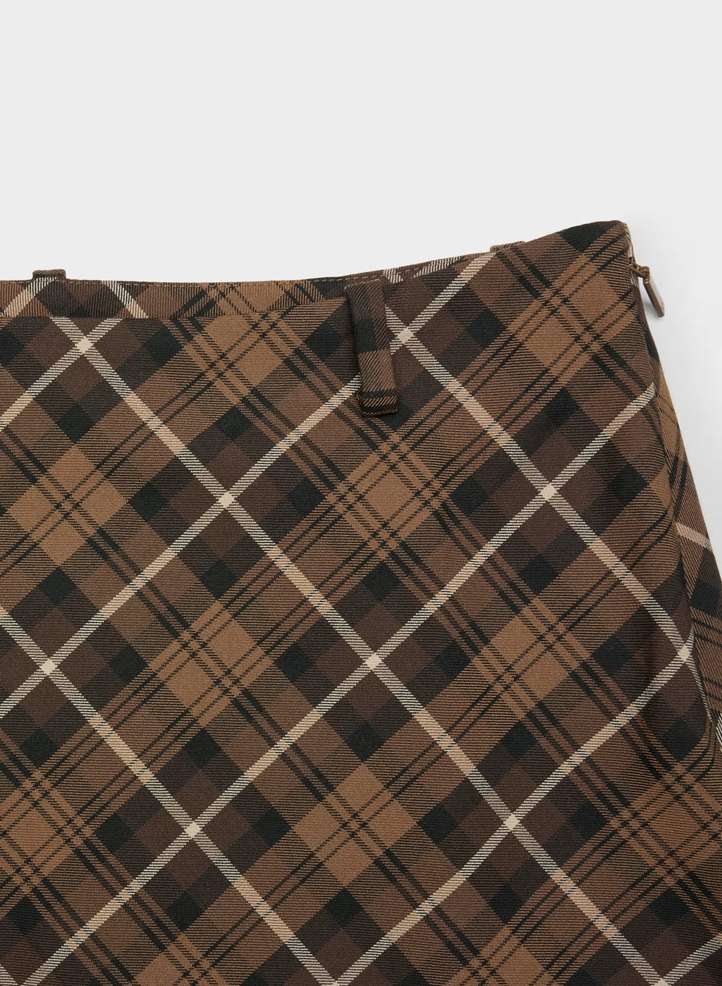 Low-Rise Knee-Length Twill Skirt - Navy Plaid