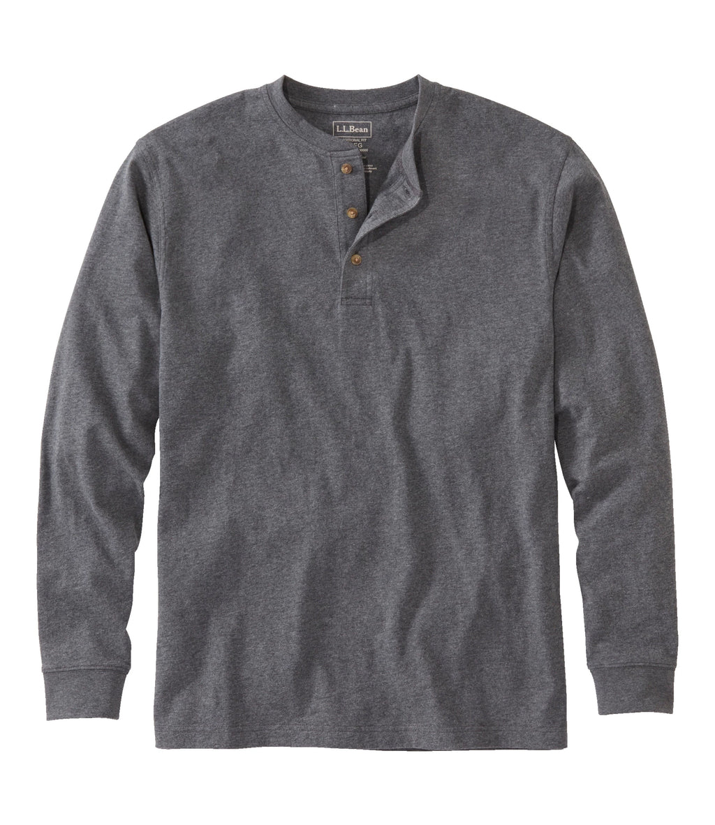 Men's Long-Sleeve Cotton Henley Shirt - Blue
