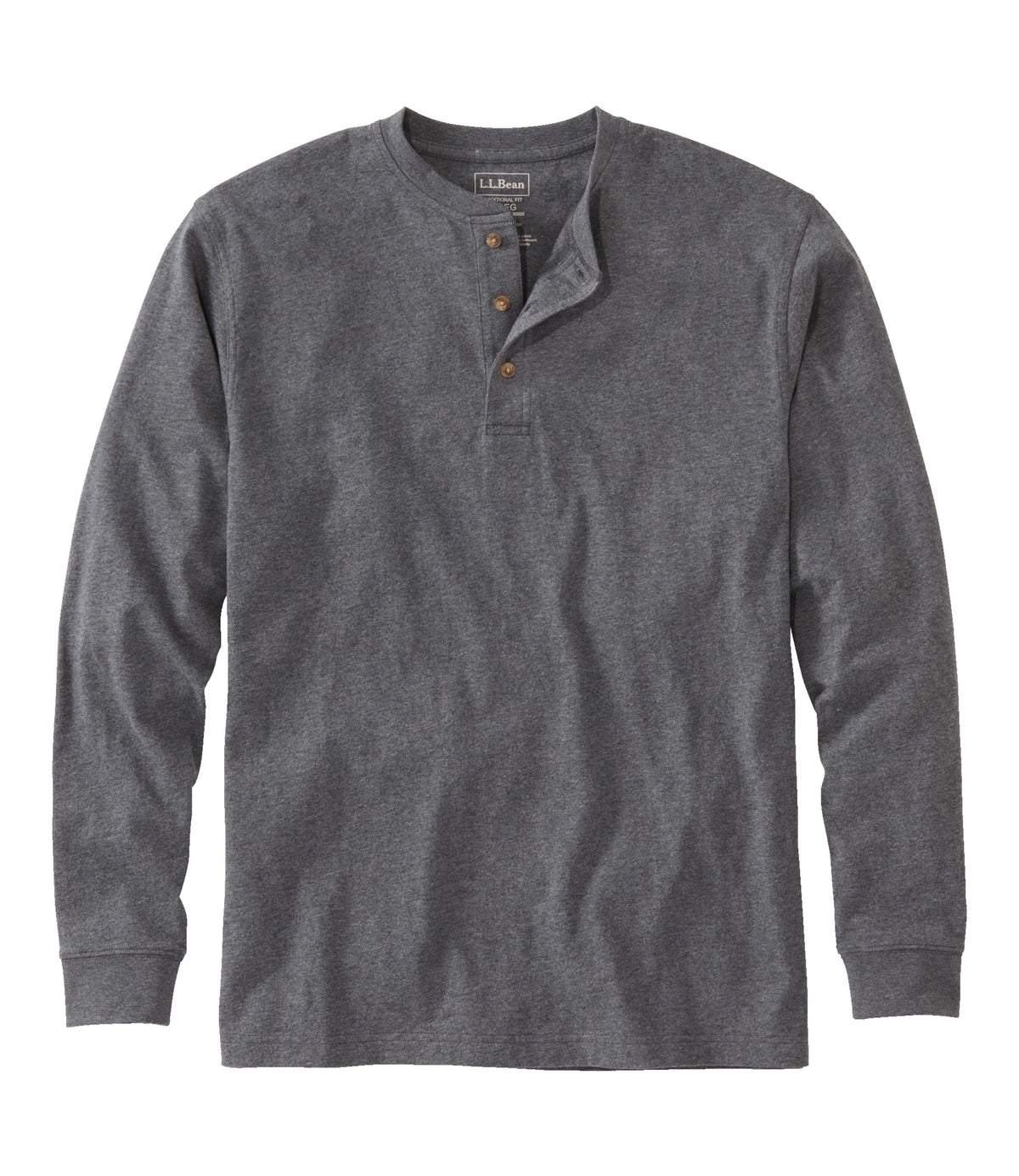 Men's Long-Sleeve Cotton Henley Shirt - Blue