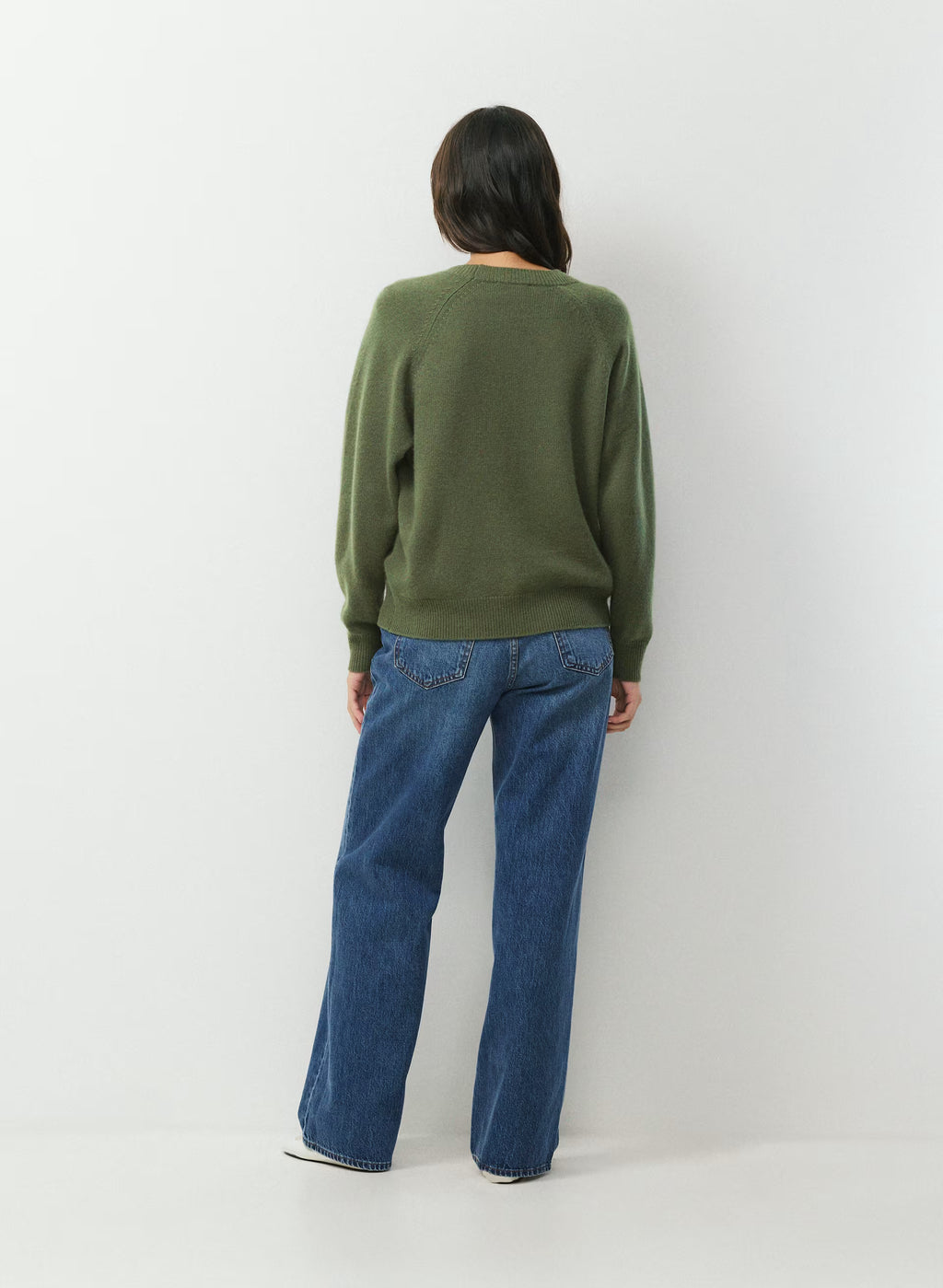 Wool Cashmere Raglan Sweater - Olive