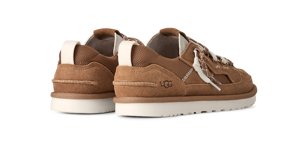 Men's Mixed Material Low Top Sneaker - Chestnut