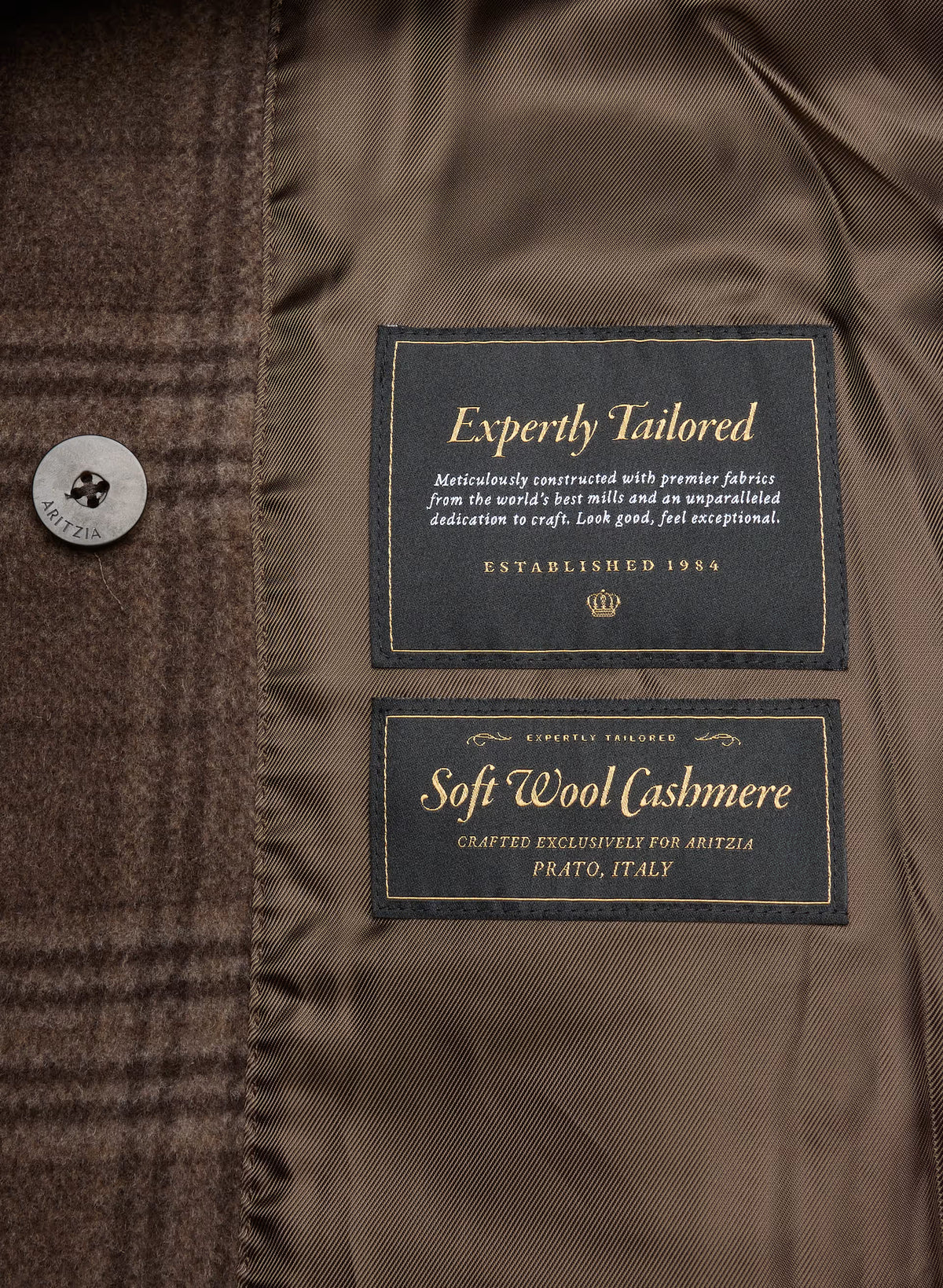 Double-Breasted Wool Cashmere Coat - Herringbone